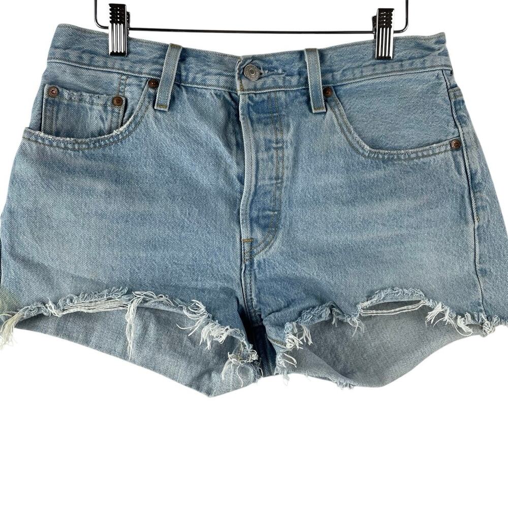 Levi's Womens 501 High Rise Cut Off Jean Shorts SZ 29 Luxor Heat Light Wash
